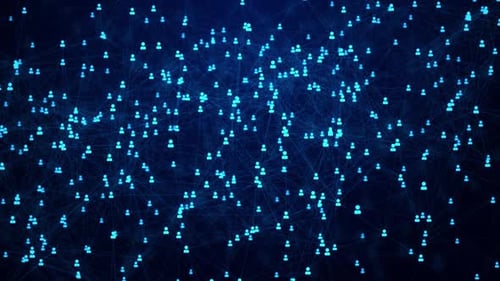 Futuristic Network of Connecting User Icons Animation