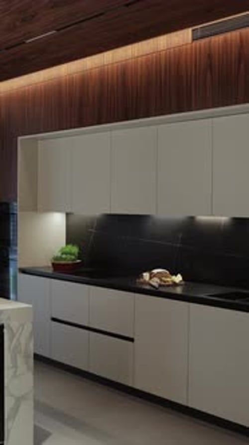 Modern Minimalist Kitchen Design is Characterized By Elegant Finishes Wood and Black Marble