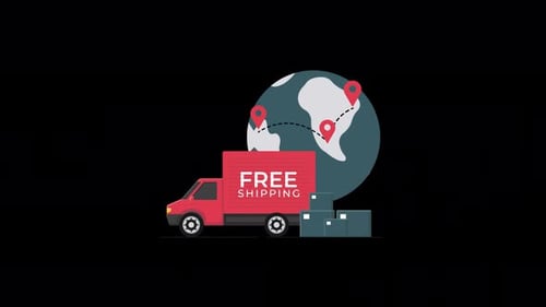 Animiertes globales kostenloses Versand-Konzeptvideo — transparent