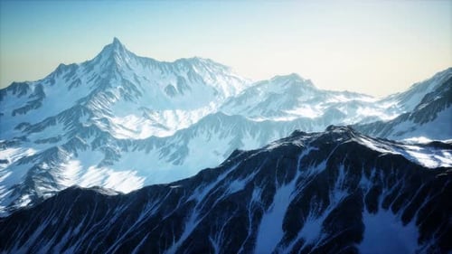Snow Covered Beautiful Mountain Peaks