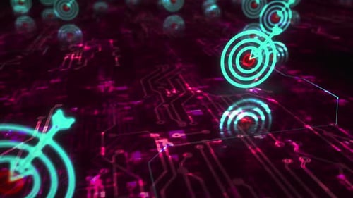 Objetivo: estrategia empresarial, símbolos, bucle, concepto cibernético