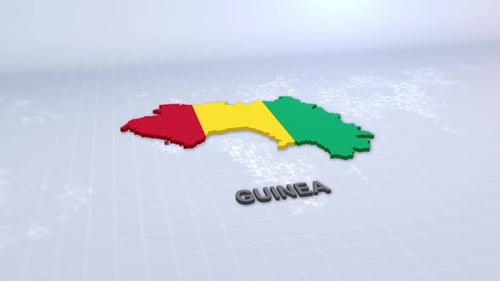Guinea Map with Flag Colors 3D Animation