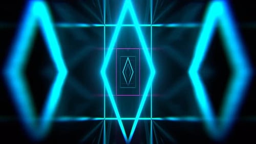 Cyan And Pink Corridor With Neon Frames Background Vj Loop I 4K
