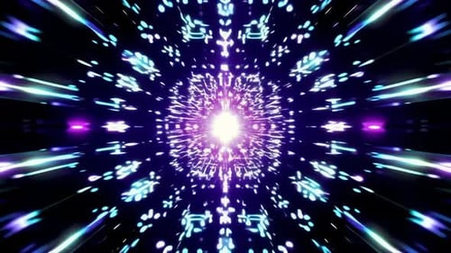 Abstract Symmetrical Neon Light Tunnel VJ Background