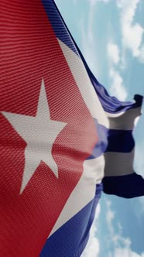 Wavy Flag of Cuba Blowing in the Wind in Slow Motion Waving Colorful Cuban Flag Team Symbol Abstract