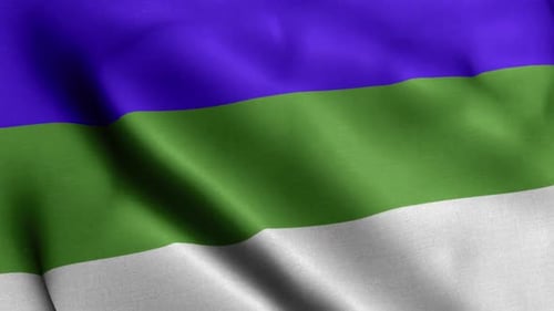 Realistic Waving Flag Animation with Blue Green and White Stripes