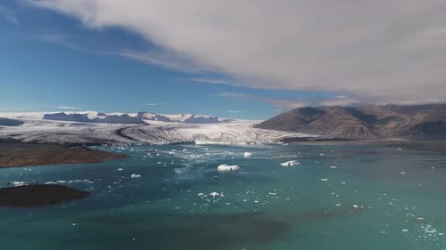 Aerial view of icebergs at Jokulsarlon, Iceland.