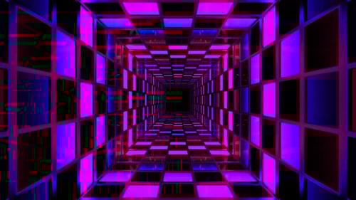 Red And Yellow Bright Square Screens Tunnel Background Vj Loop In 4K