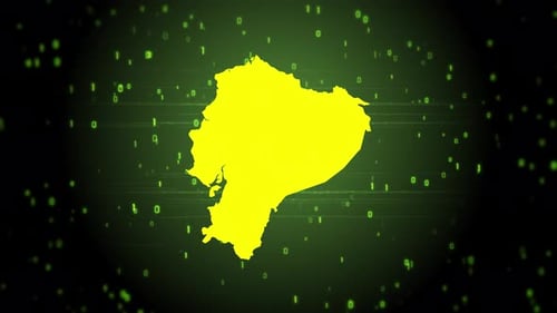 Futuristic Digital Ecuador Map Reveal with Glitch Effect