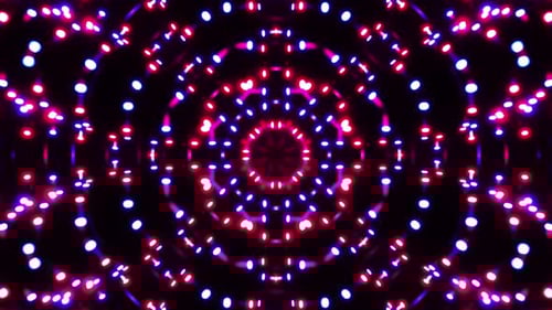 Circular light with red, white and blue lights. Kaleidoscope VJ loop