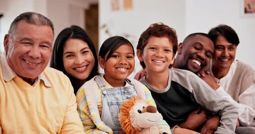Happy Multi-Generational Family Smiling Indoors