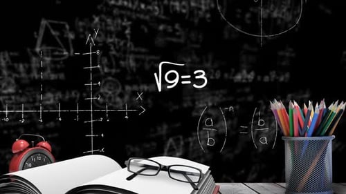 Animated Hand-Drawn Math Equations and Diagrams on Blackboard