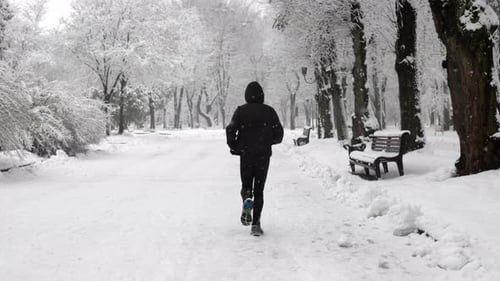 Rear View of Man Having Cardio Workout at Winter Park
