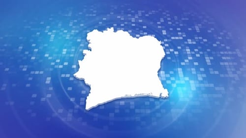 Côte d'Ivoire Map Reveal on Digital Tech Background