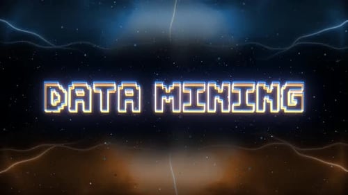 Data Mining-Neontext mit Hintergrund im Retro-Stil