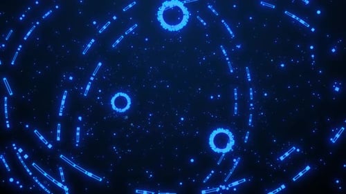 Futuristic Blue Digital Grid Glowing Particle Network Loop Abstract High Tech Background