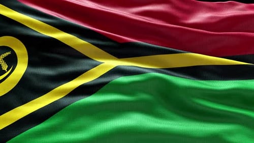 Vanuatu National Flag Waving in Realistic Fabric Animation