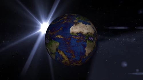 Rotating Earth and Sun in Space Animation