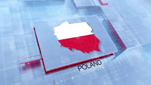Digital Map of Poland with Flag for Corporate Global Broadcasts