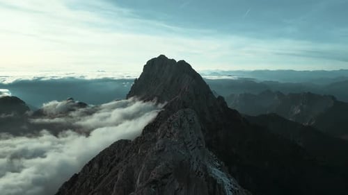 Aerial view of scenic mountain range in the Italian alps