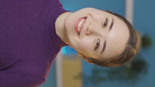 Smiling Young Woman Portrait in Close Up