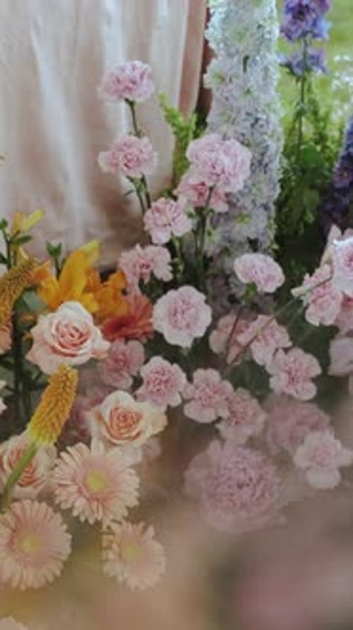 Beautiful Pastel Flower Bouquet Close Up