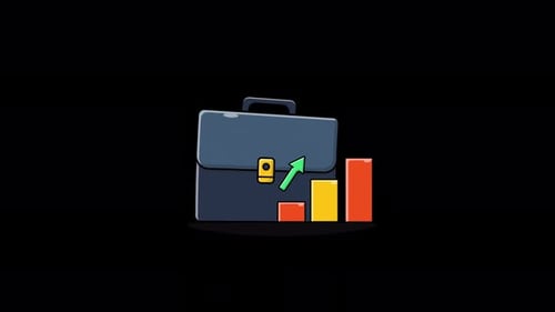 Animated Office Bag with Graph. Business Growth Concept Video - Transparent