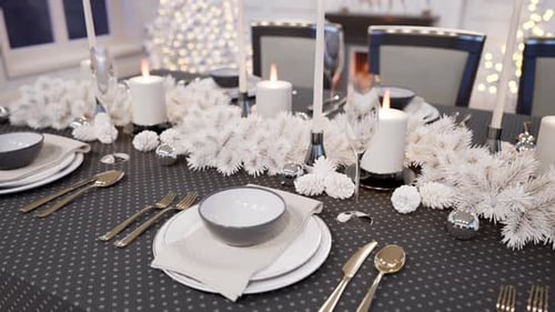 Elegant Festive Table Setting for Christmas and New Year's Eve