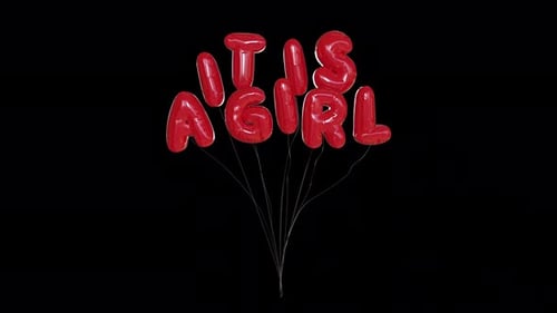 Animated Red Balloon Letters Spelling It Is A Girl