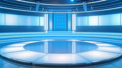 podium Futuristic showcase with platform for product displaying. Empty modern stage display