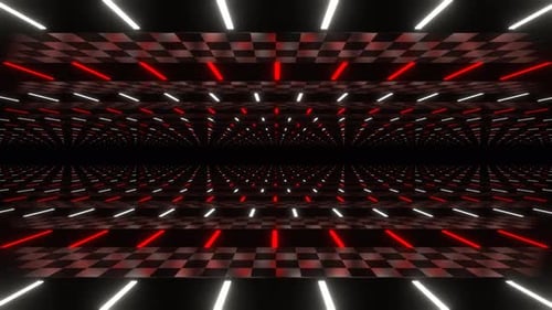 Corridor Of Red And White Neon Lines Background Vj Loop In 4K
