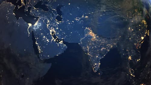 Realistic Earth Orbit and Zoom Glowing Borders Jordan