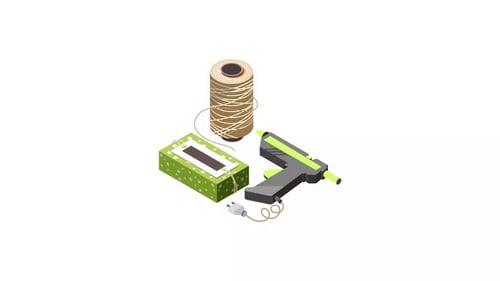 Isometric Crafting Supplies Reveal Animation