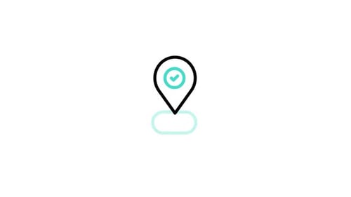 Animated Location Pin Icon with Checkmark Confirmation