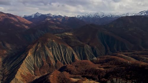 Mountains and valley in autumn