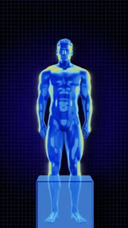 Futuristic Digital Human Doing Squats for Health and Fitness