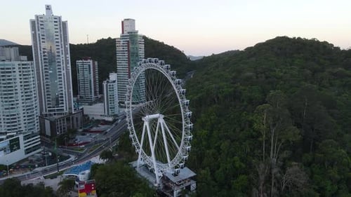 Aerial view of the Ferris wheel in Balneario Camboriu, Brazil