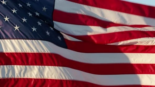 American Flag Waving in Wind