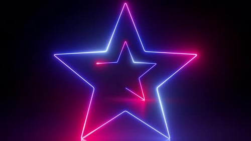 moving through the endless tunnel made of neon geometric stars