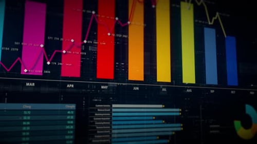Animated Financial Data Interface with Futuristic HUD Elements