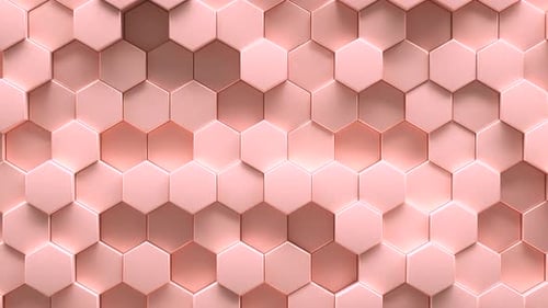 Fundo abstrato de hexágonos rosa pulsantes em loop 3D de parede