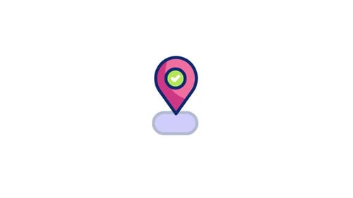 Animated Flat Design Location Pin with Checkmark
