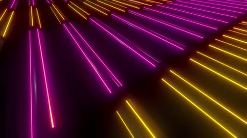 Dynamic Glowing Pink and Yellow Neon Lines Animation