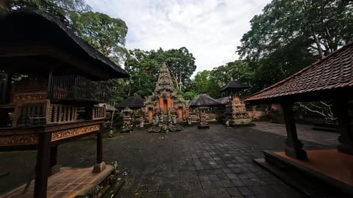 Indonesian Temple in Bali in the Rainforest FPV Drone Video