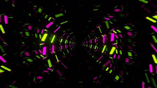 Pink And Green Neon Circles Mirror Tunnel Background Vj Loop In 4K
