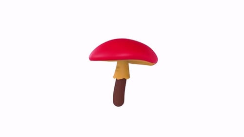 Animated Stylized Red Mushroom Icon Loop
