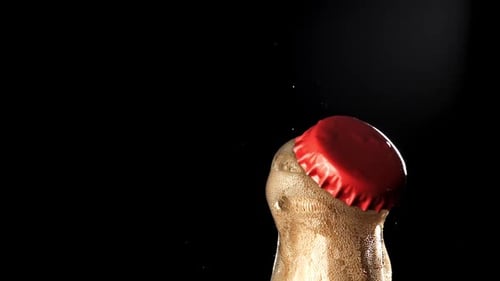 The Cap Falls Off a Bottle of Cola Filmed on a Highspeed Camera at 1000 Fps