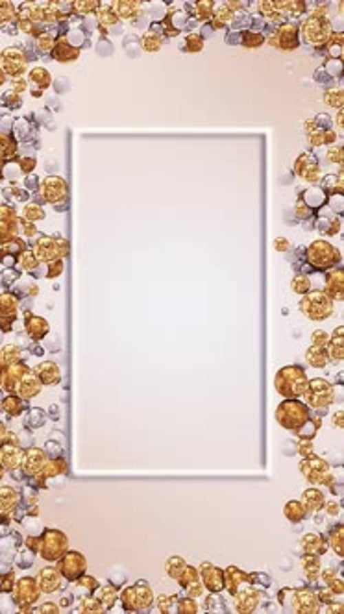 Luxury Gold White Sphere Frame Background Decorative Frame Glossy Spheres Soft Backdrop