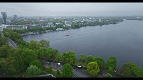 Luftaufnahme der Außenalster, Hamburg, Deutschland
