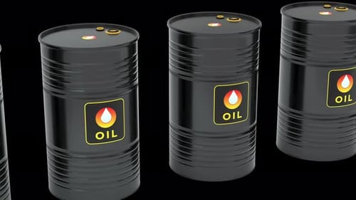Standard Oil Barrels Diagonal Angle Black Background